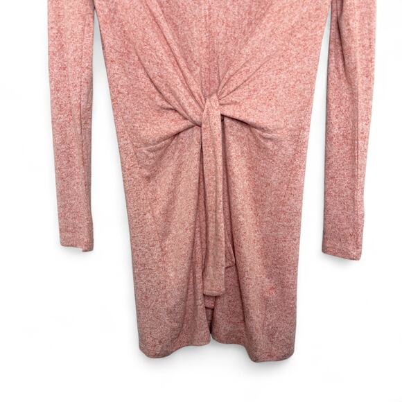 Free People Pink Knit Tie Front Sweater Dress - Size S Minimalist Indie Fall - Picture 3 of 12